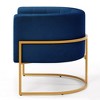 Velvet Accent Chair With Cushion, Golden Metal Stand, Curve Backrest Upholstered Vanity Chair, Home Leisure Chair - 4 of 4