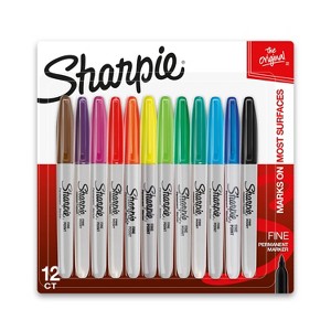 Sharpie 12pk Permanent Markers Fine Tip Multicolored - 1 of 4