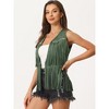 INSPIRE CHIC Women's 70s Western Open Front Faux Suede Fringe Vest - 2 of 4