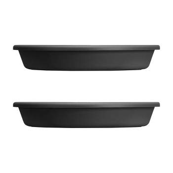 HC Companies Classic Plastic 21.13 Inch Lightweight Round Flower Planter Saucer for 24 Inch Pots with Drip Tray for Moisture Collection (2 Pack)