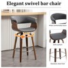 Bekrvio 26" Mid Century Modern Swivel Counter Height Bar Stools - PU Leather Upholstered with Back, Walnut Bent Wood Legs for Kitchen Island Dining - 3 of 4