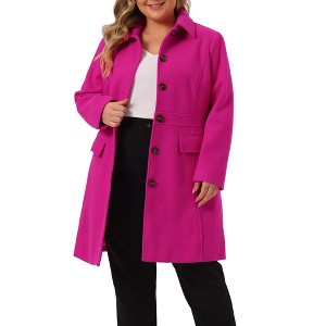 Agnes Orinda Women's Plus Size Winter Single Breasted Back Split with Pockets Long Overcoats - 1 of 4