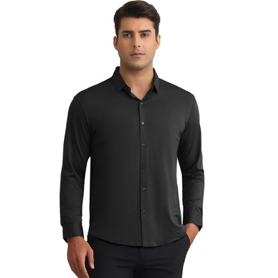 INSPIRE CHIC Men's Long Sleeve Button Down Solid Color Business Dress Shirt