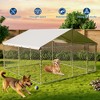 10x10x6FT Outdoor Dog Kennel with Waterproof Cover, Heavy Duty Metal Dog Cage with Safety Lock, Dog Run Enclosure for Garden Backyard Farm - 3 of 4