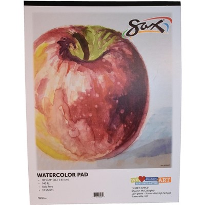 Sax Watercolor Pad, 140 lb, 18 x 24 Inches, White, 12 Sheets