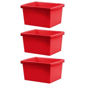 Storex 4 Gallon Storage Bin, Red, Pack of 3 - 1 of 1