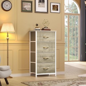 JIONJOY 4-Drawer Fabric Dresser – Wood Top, Steel Frame, Wide Storage for Bedroom Living Room Closet - 1 of 4