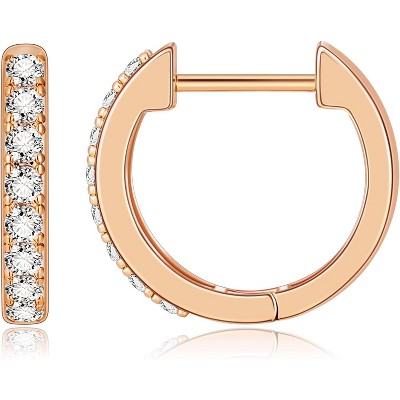 14K gold-plated earrings with small cubic zirconia cartilage earrings/ear cartilage clips