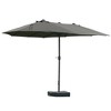 DOMETOUR 15' Steel Rectangular Patio Umbrella w/ Base, Sun Protection & Crank for Deck Pool Patio, Dark Gray - 2 of 4