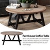 COZAYH Rustic Farmhouse Round Coffee Table with Geometric Base for Living Room, Made From Solid Manufactured Wood and Holds up to 50 Pounds - 3 of 4