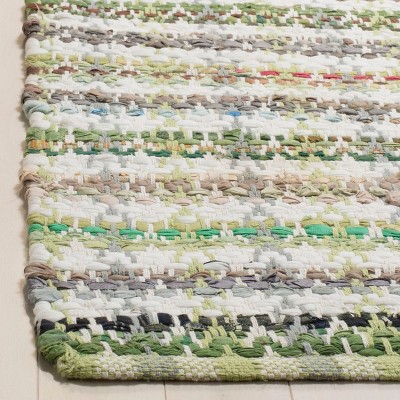 Green Multi Handwoven Wool Cotton Area Rug 5' x 8'