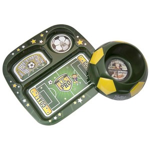Remarkabowl 2-Piece Kids Sports Mealtime Set - Soccerbowl, Green - 1 of 2