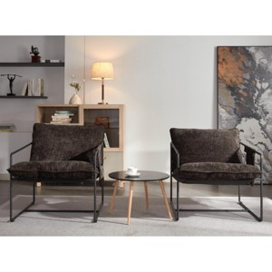 Set of 2 Modern Upholstered Armchairs, Hanging Fabric Lounge Chairs with Metal Legs and Arm Pockets for Living Room or Bedroom – Cuddlewood - 1 of 4
