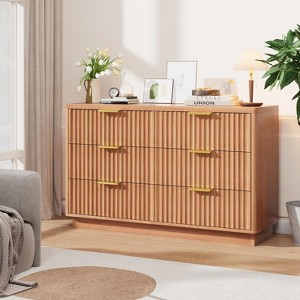 Dresser for Bedroom with 6 Drawers,47.2" Wide Chest of Drawers with Gold Metal Handles - 1 of 4