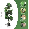 Fiddle Leaf Fig Artificial Tree Faux Floor Plant with Black Planter Pot, Potted Fake Fiddle Leaf Fig Tree for Indoor Outdoor Home Office Decor - 2 of 4