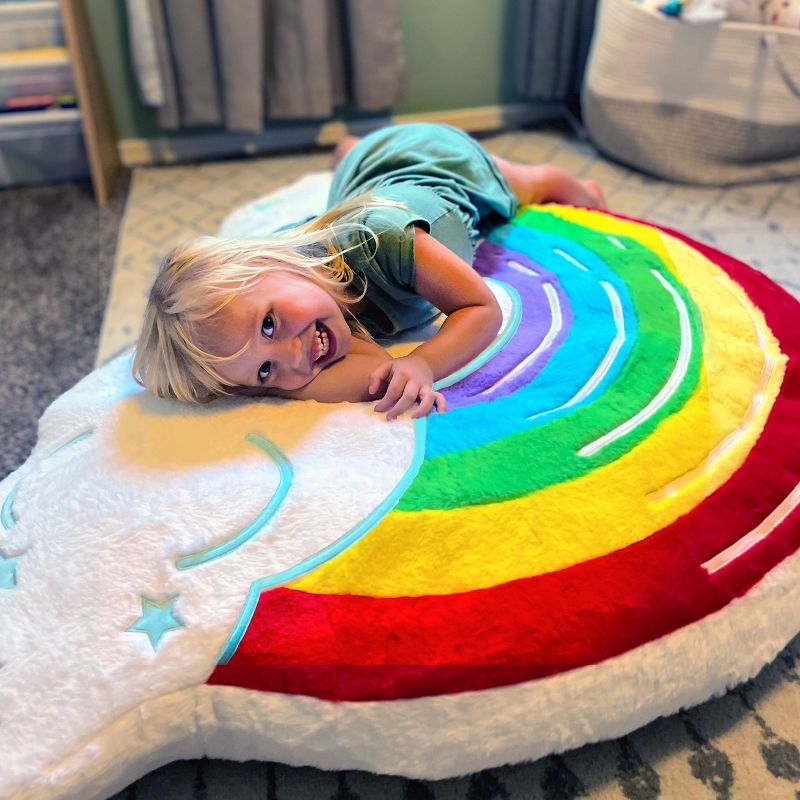 Rainbow Cloud Jumbo Plush Inflatable Fluffy Floor Cushion, 2 of 6