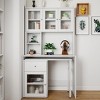 SEVOBAL Foldable Computer Desk Glass Door Home Office Study Desk Bookshelf Hutch Work Table with 90° Rotating Desktop, White, 39.76"*21.26"*8.46" - 2 of 4