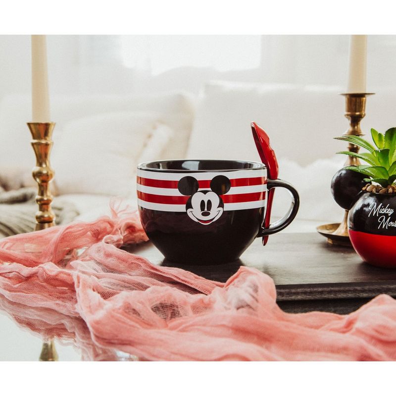 Silver Buffalo Disney Mickey Mouse Red-Striped Ceramic Soup Mug With Spoon | Holds 24 Ounces, 4 of 7