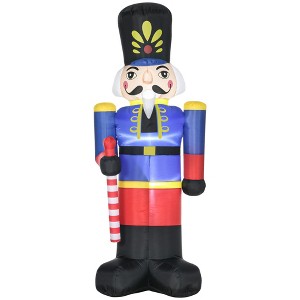 HOMCOM 8ft Christmas Inflatable Nutcracker Toy Soldier with Scepter, Outdoor Blow-Up Yard Decoration with LED Lights Display - 1 of 4