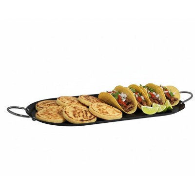 IMUSA 17" Oval Carbon Steel Comal with Metal Handles - Black: Griddle Pan for Tortillas, Stove Compatible