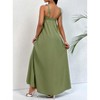 Mocamel Women’s Army Green Spaghetti Strap Dress - Knot Detail, Pleated Flared Maxi for Weddings & Festivals - 2 of 4