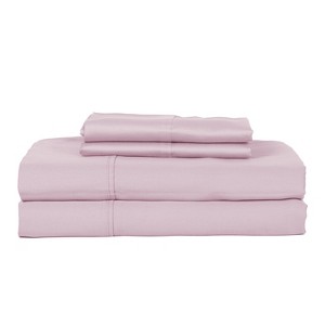 Castle Hill Premium Lightweight 330 Thread Count Cotton Sateen 4 Pieces Sheet Set Lavander - 1 of 4