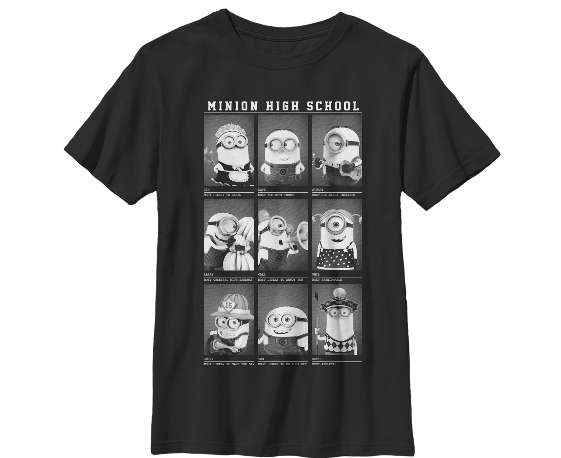 Boy's Despicable Me Minion Yearbook T-Shirt - Black - Medium
