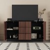 Famapy Multifunctional Storage Cabinet TV Stand with Sliding Outlets – Black Gloss & Wood Finish Entertainment Center - 3 of 4