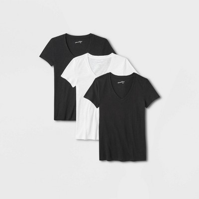Women's 3pk Fitted V-neck Short Sleeve T-shirt - Universal Thread