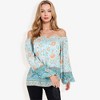 Anna-Kaci Women's Off Shoulder Floral Print Bohemian Blouse - 3 of 4