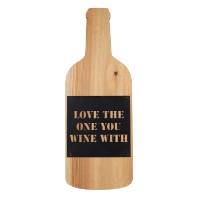 "Love the One you Wine With" Brass Wood & Metal Wall Décor - Foreside Home & Garden