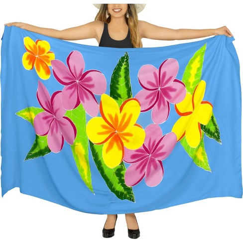 LA LEELA Women's Summer Bikini Wraps Beach Wrap Sarong Coverup Skirt Bathing suit Swimsuit Swimwear Cover Up for Women One Size Blue, Floral - image 1 of 4