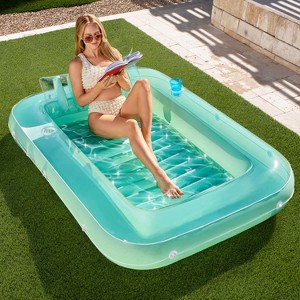 Sloosh Inflatable Tanning Pool Lounger Float Sun Tanning with Pillow, Suntan Tub Float Raft Tanning Pool for Adult - 1 of 4