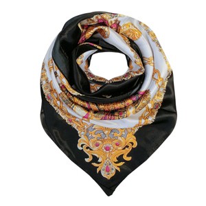 Wrapables Silky Feeling Satin Square Scarf, Black Royal - 1 of 4