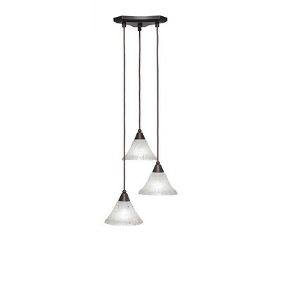 Toltec Lighting Europa 3 - Light Pendant in  Dark Granite with 7" Frosted Crystal Shade
