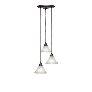 Toltec Lighting Europa 3 - Light Pendant in  Dark Granite with 7" Frosted Crystal Shade - 1 of 1