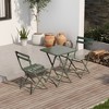 3 Piece Patio Bistro Set of Foldable SquareTable and Chairs, Dark Greem - 4 of 4