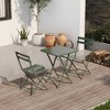 3 Piece Patio Bistro Set of Foldable SquareTable and Chairs, Dark Greem - image 4 of 4