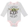 Star Wars The Mandalorian Baby Grogu Baby Girls 3 Pack Long Sleeve Bodysuits  - 4 of 4