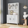 KTMBDW Kitchen Pantry Storage Cabinet, Modern Buffet Cabinet, Tall Kitchen Hutch with Microwave Stand, Wine Rack for Dining Room, White - 2 of 4