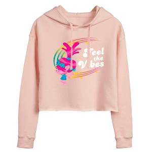 Women's - Trolls - Feel The Vibes Poppy Cropped Graphic Hoodie - 1 of 3