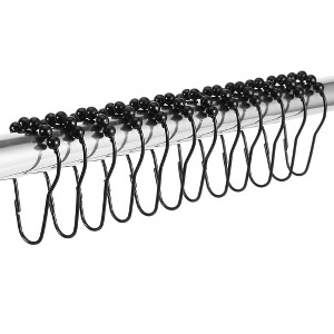 Home Mart Goods 12 Piece Set - Matte Black Heavy Duty Shower Curtain Hooks Rings Rustproof Metal - 1 of 4