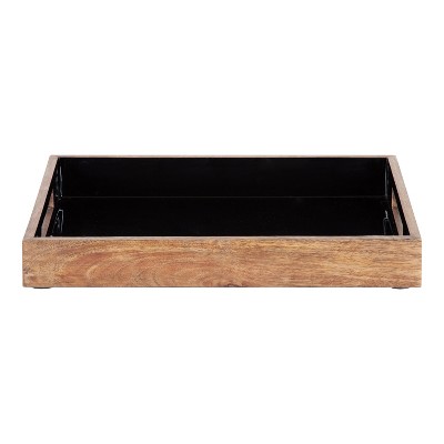 Ehrens Rectangular Natural and Black Mango Wood Tray