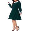 Agnes Orinda Women's Plus Size Long Sleeve Peter Pan Collar Elegant Formal Midi Flare A Line Dresses - 2 of 4