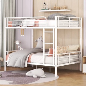 Luxystar Full over Full Bunk Bed, Metal Frame with Safety Guardrails, Split into Two Standalone Beds for Apartment - 1 of 4