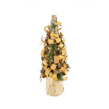 Vickerman 23" Brown Rustic Tree Bark Flocked Table Top Christmas Cone Tree - Unlit