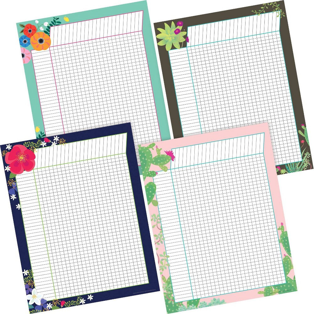 Photos - Other interior and decor Barker Creek 4pc Petals and Prickles Incentive Chart Set
