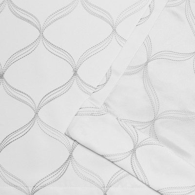 White Embroidered Blackout Grommet Curtain Panels, 52" x 63"
