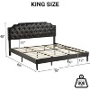 coucheta King Size Bed Frame,Upholstered with Diamond Buckle & Copper Rivet,Faux Leather Platform Bed,No Box Spring Needed,Under Bed Storage,Black - 2 of 4