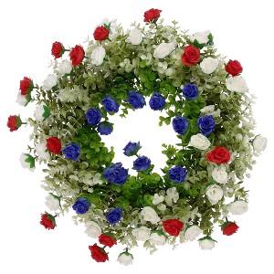 Unique Bargains Forth of July Colorful Hydrangea Flower Wreaths for Front Door Wall Decor - 1 of 4